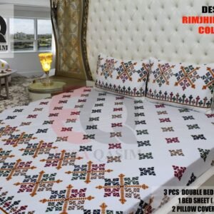 Rim Jhim Border Double BedSheet